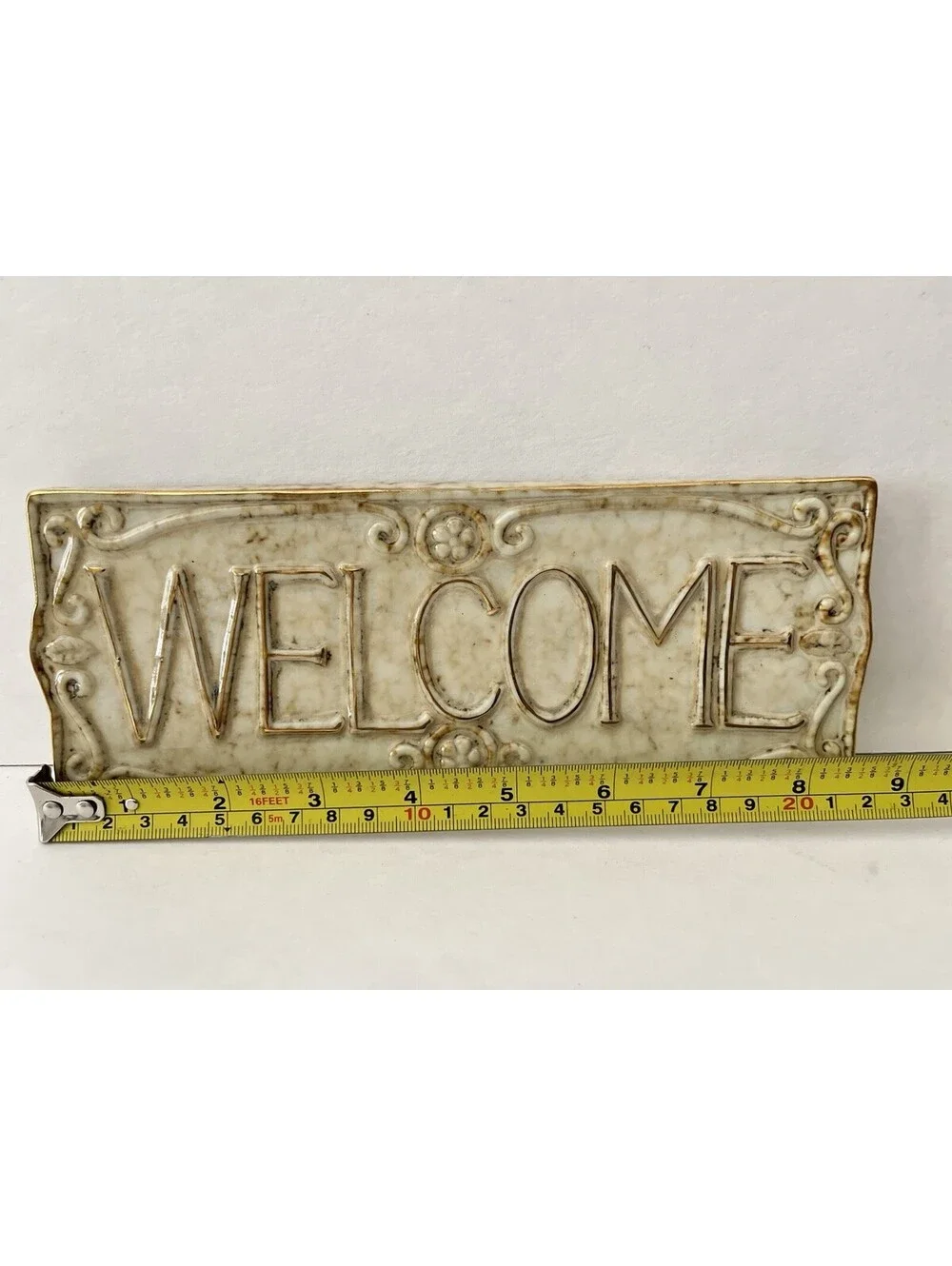 Welcome Ceramic Wall Hanging Plaque and Signs Home Entrance Door Decor Beige